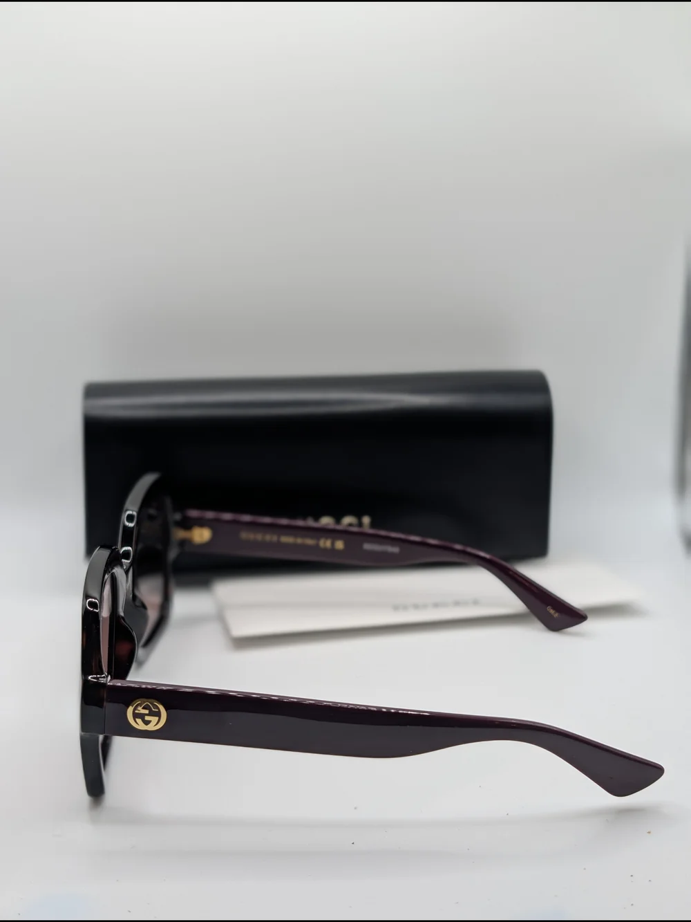 Gucci GG1337S Square Tortoiseshell & Purple Sunglasses with Pink Lenses & Case